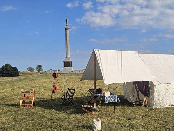Photography tent set up at Antietam National Battlefield